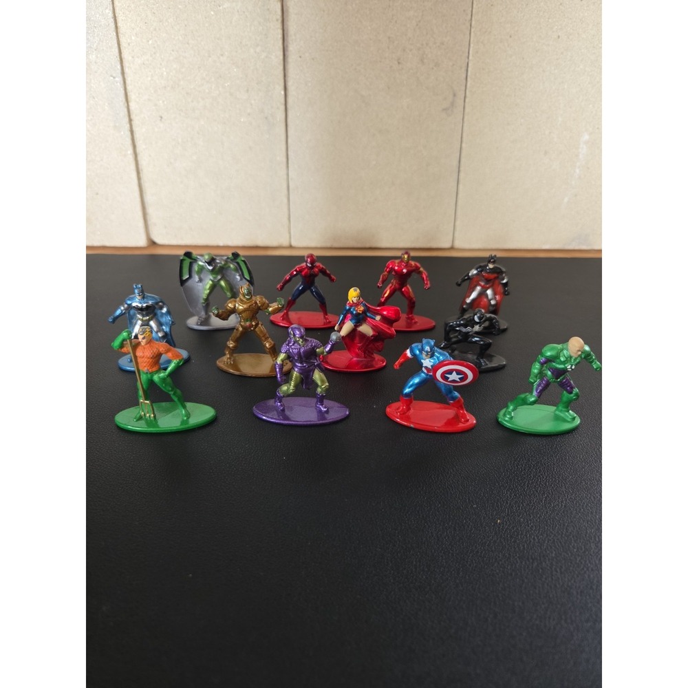 Superhero Die Cast Metal Mini Figurines Lot of 12 Marvel DC Comics Figures
